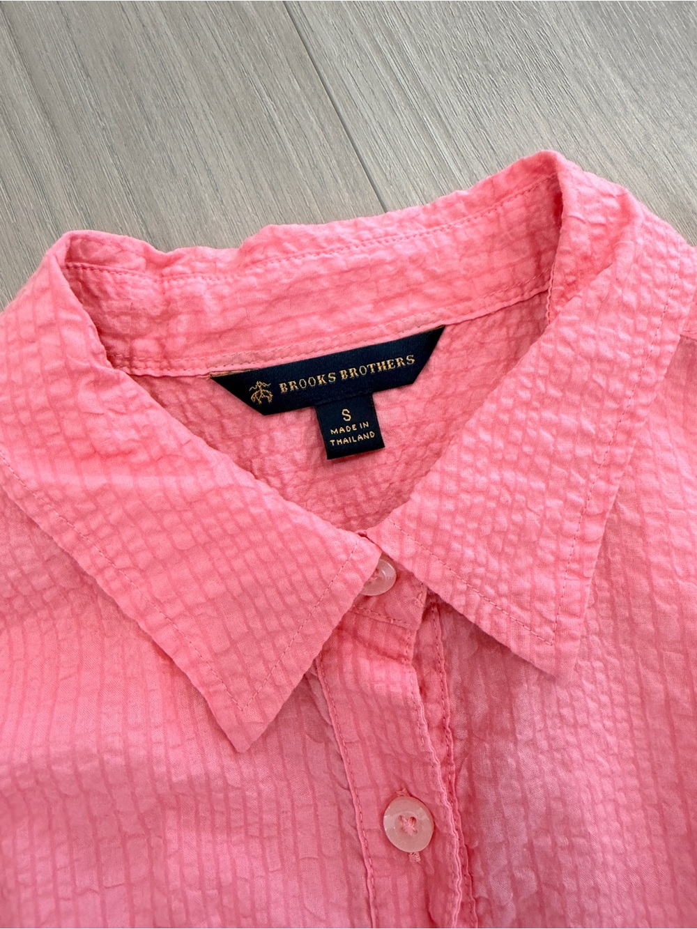 Brooks Brother Cotton Smocked Waist Cap-Sleeve Shirt Dress - Picture 3 of 7